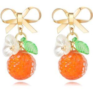 Handmade Orange Earrings | Fruit-Inspired Glass Beads | Playful & Elegant
